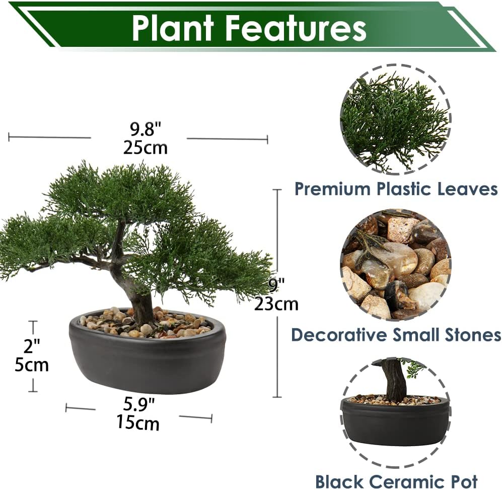 Briful Kunstbonsai Naturgetreue Künstliche Pflanze Kunstbaum Bonsai Zeder Kiefer Podocarpus Plastik