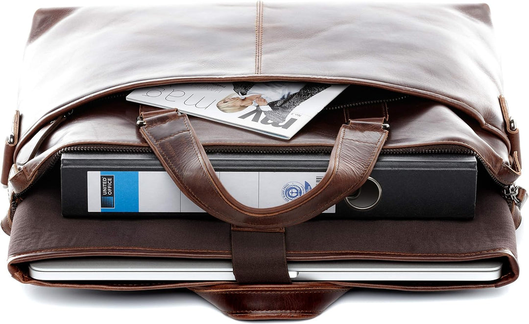BACCINI Laptoptasche mit abnehmbaren Schultergurt LEANDRO aus Premium Leder I Business-Tasche gross