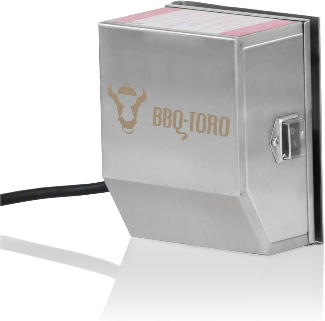 BBQ-Toro Edelstahl Grillmotor für Grillspiess | 220-240V | Belastbar bis 4 kg | Drehmotor für Rotiss