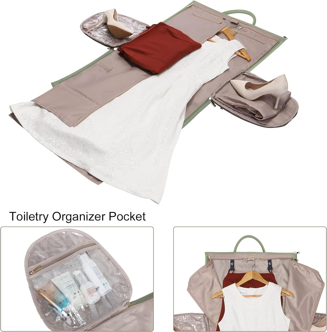 Modoker Damen-Kleidersack aus Leder mit Schulterriemen, 2-in-1 zum Aufhängen, für Koffer, Anzug, Rei