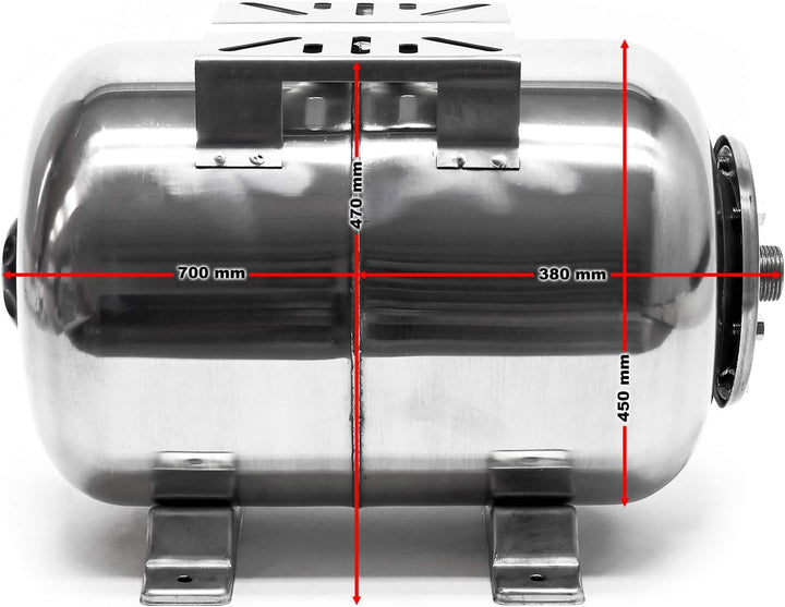 Edelstahl 100 l Ausdehnungsgefäss für Hauswasserwerke und Druckerhöhungsanlagen mit EPDM Membran