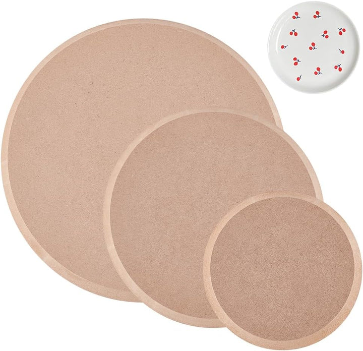 BENECREAT 3 Stück Runde Töpferform, Keramikplatten-Formform, Hölzerne Dichteplatte Bedruckte Rohling