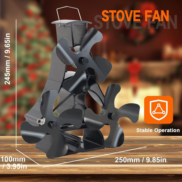 Tomersun Ofenventilator mit 12 FlĂŒgeln, grosser Holzbrenner-Ventilator, Ăko-Kaminventilator, wĂ€rmebe