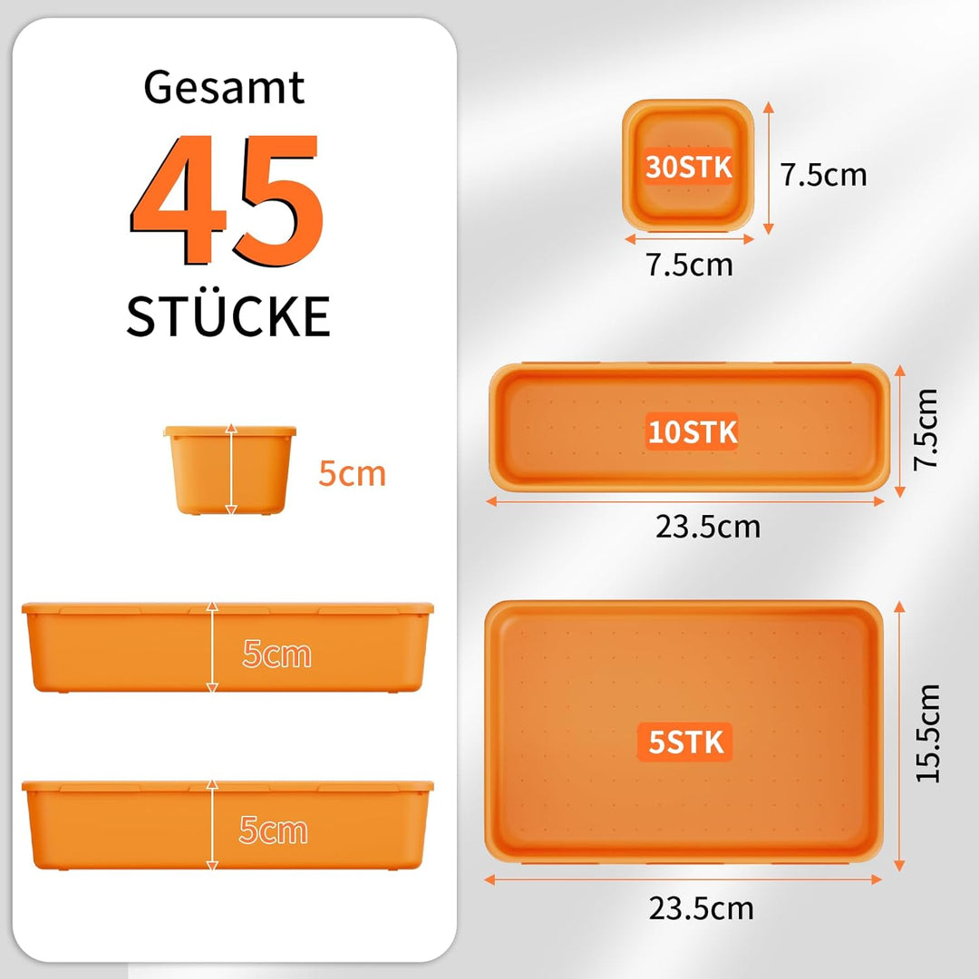 45 Stück Werkzeugkoffer Leer Organizer Sortierbox, Werkzeugaufbewahrung Schubladen Ordnungssystem We