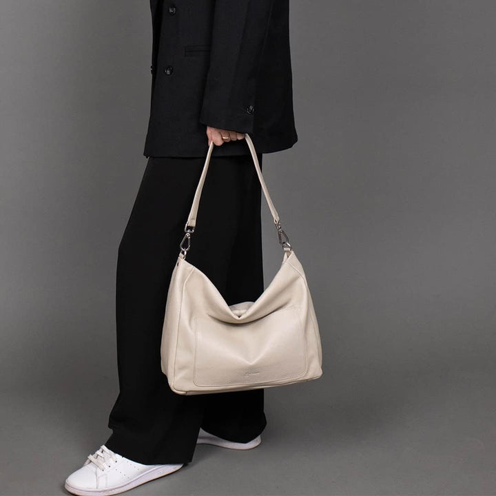 BACCINI Hobo Bag REMI aus Nappa-Leder I Beuteltasche für Damen I Schultertasche handgefertigt Ivory,