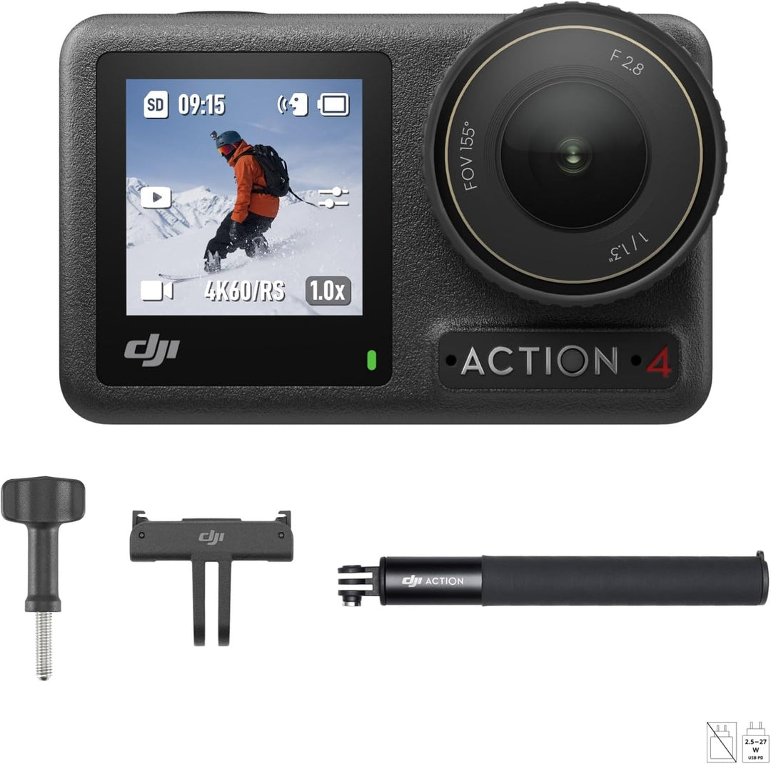 DJI Osmo Action 4 Ski-Combo – Ideal für Skifahrer mit Kit aus Osmo Verlängerungsstab (1,5 m), Kleine