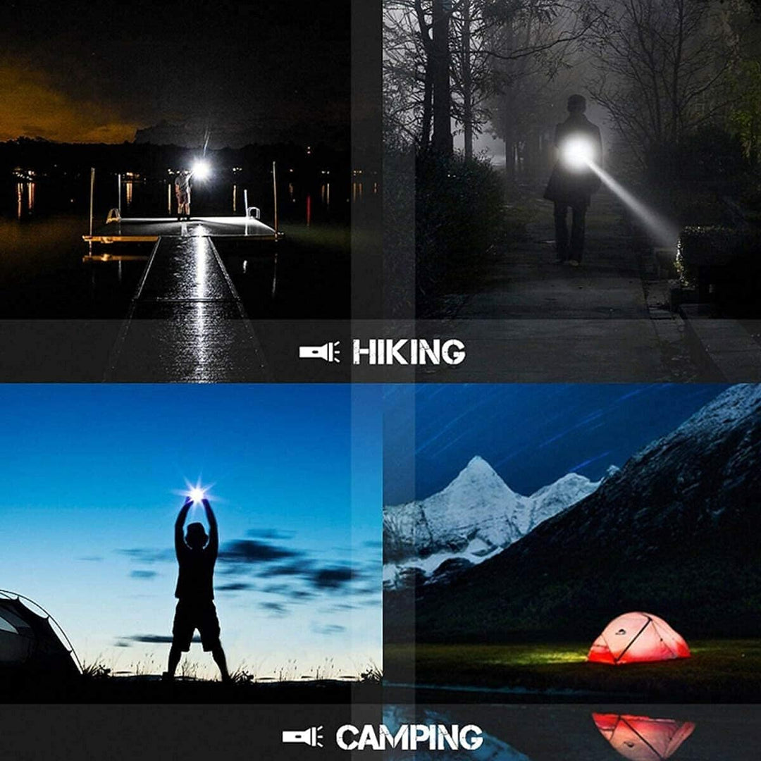 VISVIC LED Taschenlampe mit 8 Pack Akku und 1 Pack 4-Slot USB Ladegerät 2000 Lumen Wasserdicht Zooma