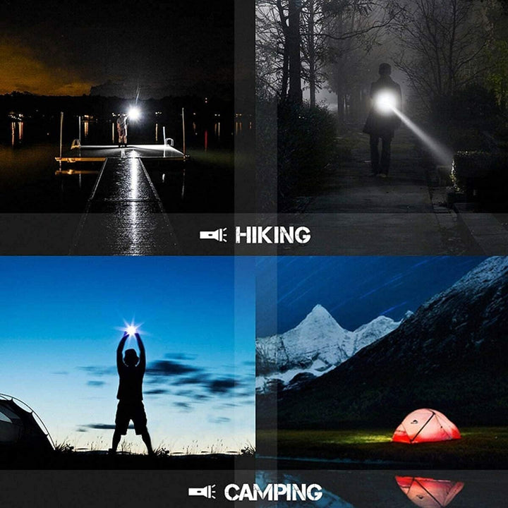 VISVIC LED Taschenlampe mit 8 Pack Akku und 1 Pack 4-Slot USB Ladegerät 2000 Lumen Wasserdicht Zooma