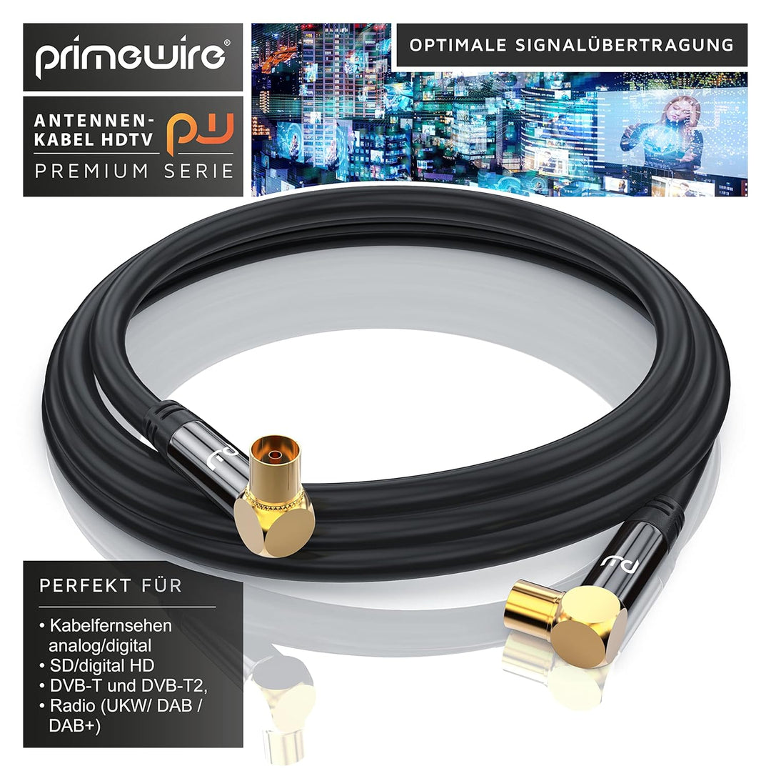 CSL - 12,5m 8k 4k HDTV Antennenkabel 75 Ohm 90 gewinkelt - Stecker 90 Grad Kupplung 90 Grad- DVB-T u