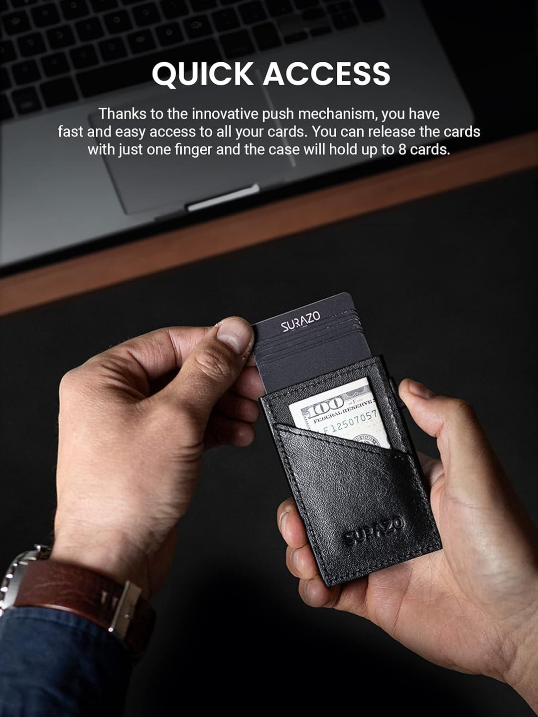SURAZO® Echtleder Mini Card Holder | Kreditkartenetui mit Münzfach | Slim Geldbörse mit Kartenfach |