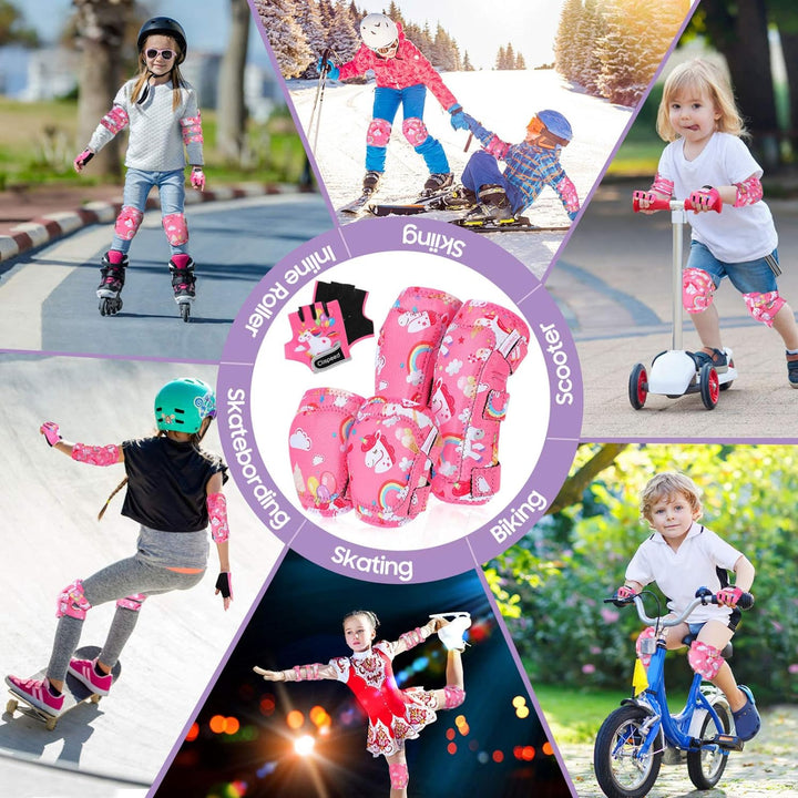 CLISPEED Kniesch¨¹tzer f¨¹r Kinder, Knie- und Ellbogensch¨¹tzer f¨¹r Kinder mit Fahrradhandschuhen f