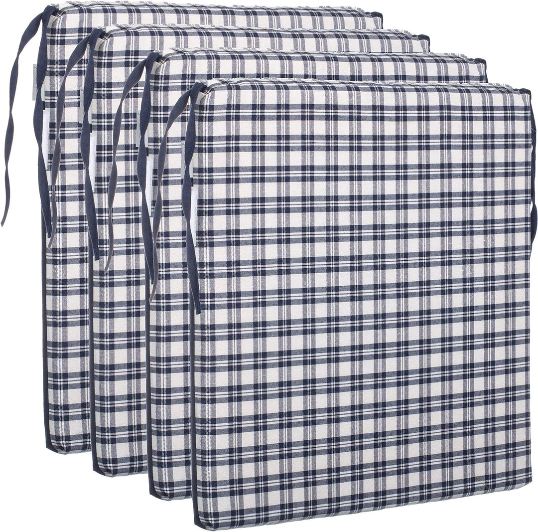 brandsseller 4er Vorteilspaket Sitzkissen Kariert Stuhlkissen Sitzauflage Stuhlauflage mit 4 Kordelb