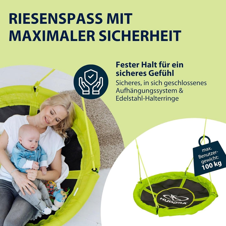 HUDORA Nestschaukel 110 cm, grün - Garten-Schaukel bis 100 kg belastbar - 72156