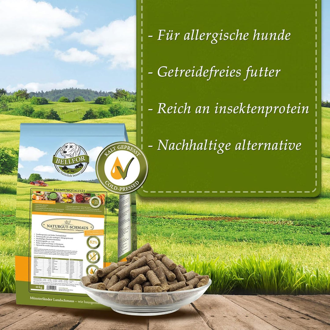 Bellfor Naturgut-Schmaus Hochwertiges Kaltgepresst Hypoallergenes Trockenfutter für Hunde mit Insekt
