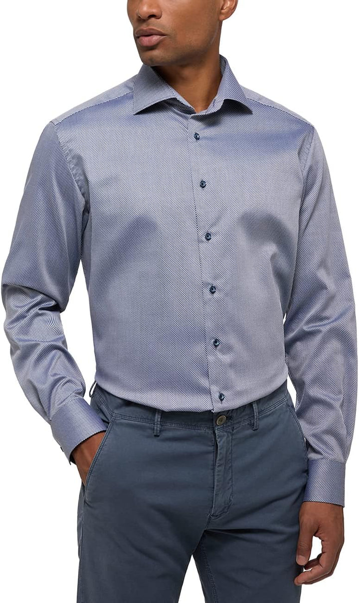 ETERNA Modern Fit Hemd Langarm New Kent Kragen Muster rot 48 Mittelblau, 48 Mittelblau