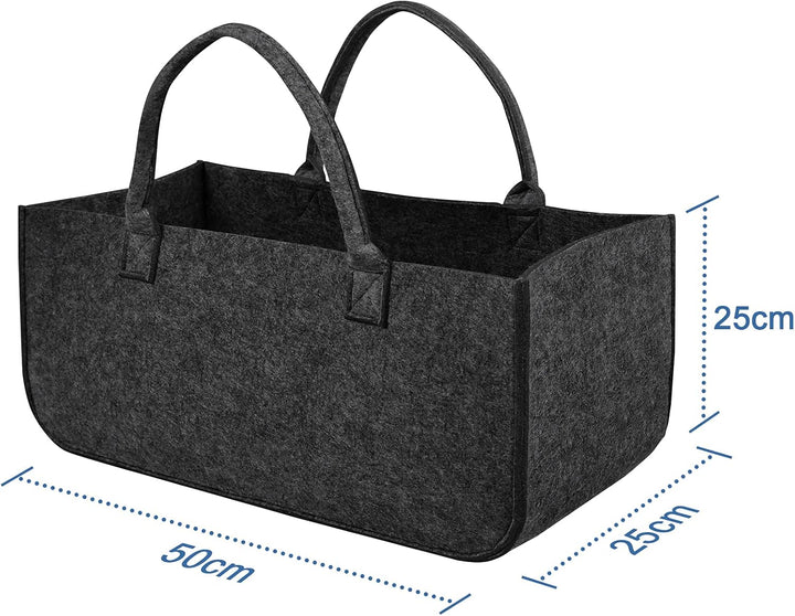 UISEBRT 2 Stück Kaminholztasche Filz, Filztaschen Shopper mit Tragegriffen, Kaminholzkorb Filztasche