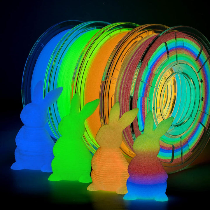 TRONXY 3D Drucker Filament Bundle, Glühen im dunklen Filament Gradient, Grün, Blau und Orange, PLA F