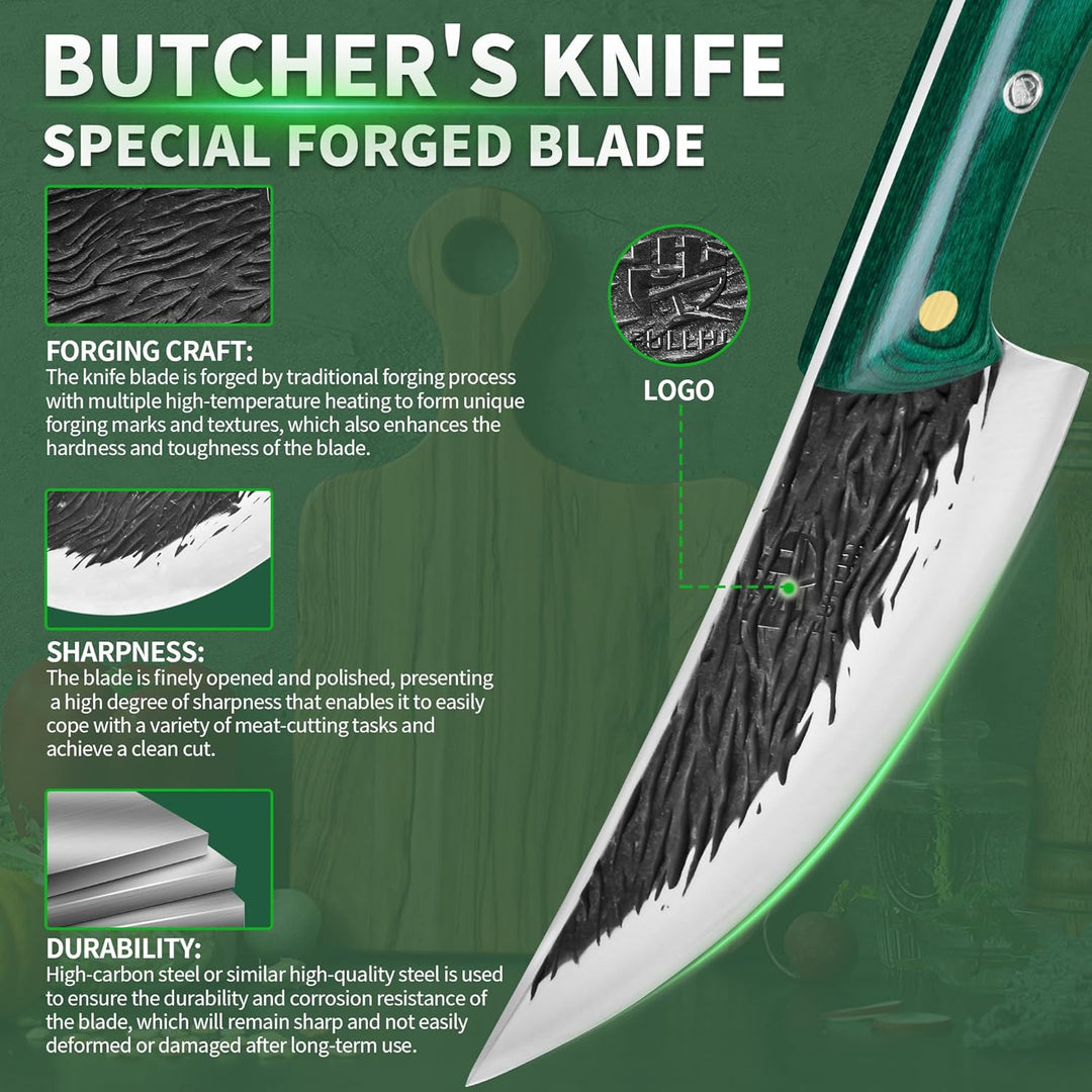 FULLHI Multi-color Holzgriff Full Tang Heavy Meat Cleaver mit Scheide, High Carbon Steel Chef Fleisc