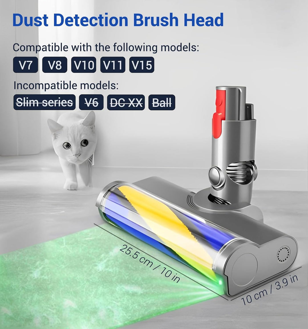 Bürste Ersatzteile mit Staubdetektionsfunktion kompatibel für Dyson Staubsauger V7, V8, V10, V11, V1