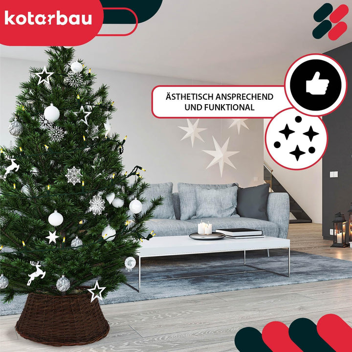 KOTARBAU® Weihnachtsbaum Rock aus Weide Ø 45 cm, Dunkel Braun Christbaumständer aus Rattan Natur, We