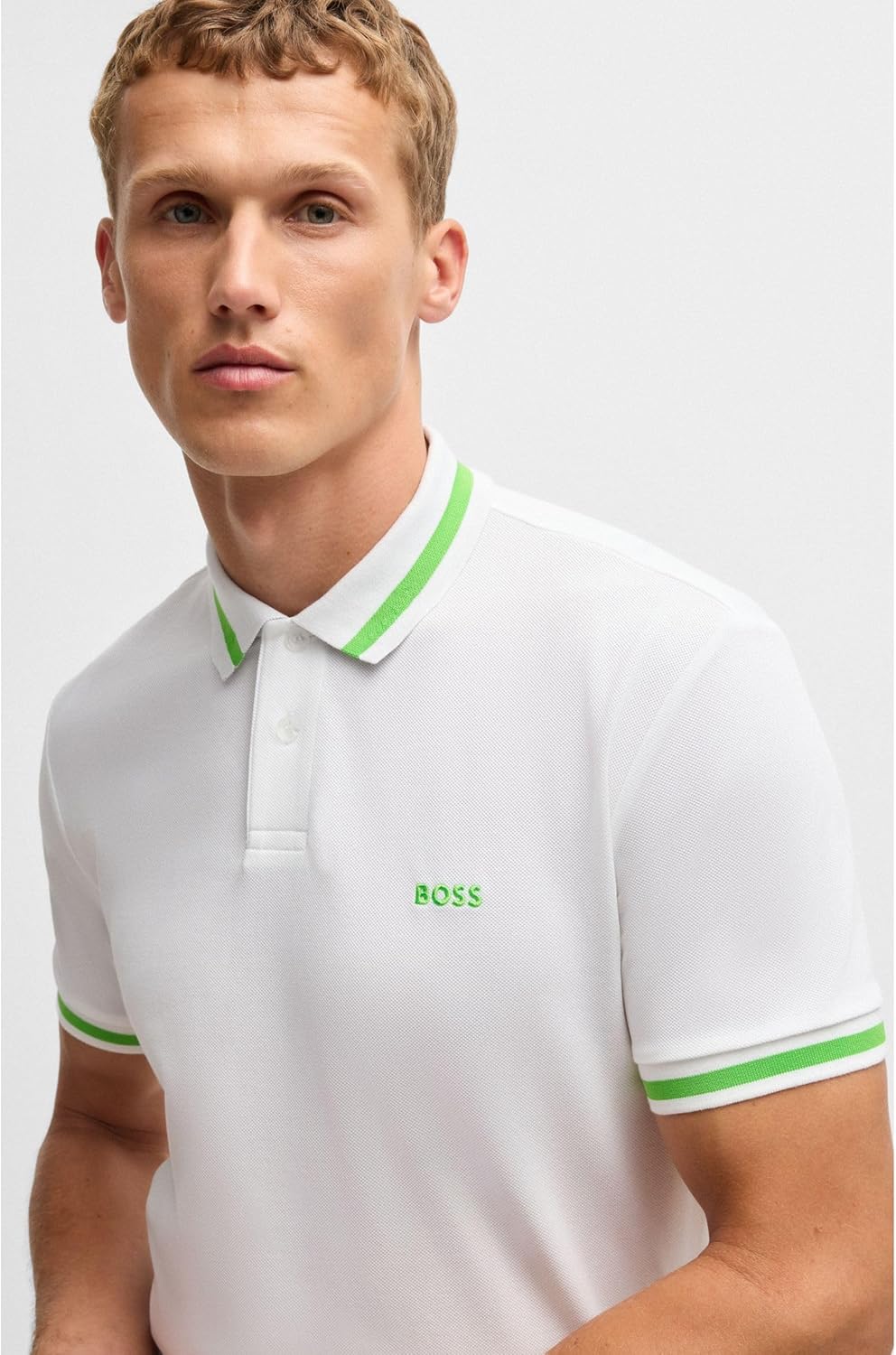 BOSS Herren Pio Polohemd S Weiss 100, S Weiss 100