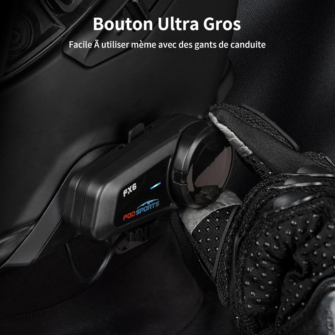 FODSPORTS FX6 Motorrad Bluetooth Headset(2 Pack) 2 x FX6 Motorrad-Gegensprechanlage, 2 x FX6 Motorra