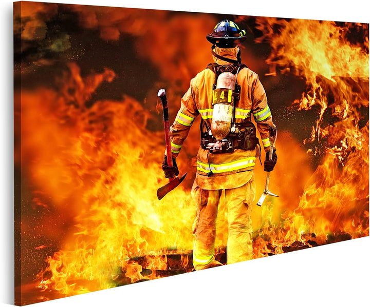 islandburner Bild auf Leinwand Feuerwehr Mann Bekämpft Die Flammen Bilder Wandbilder Poster Leinwand