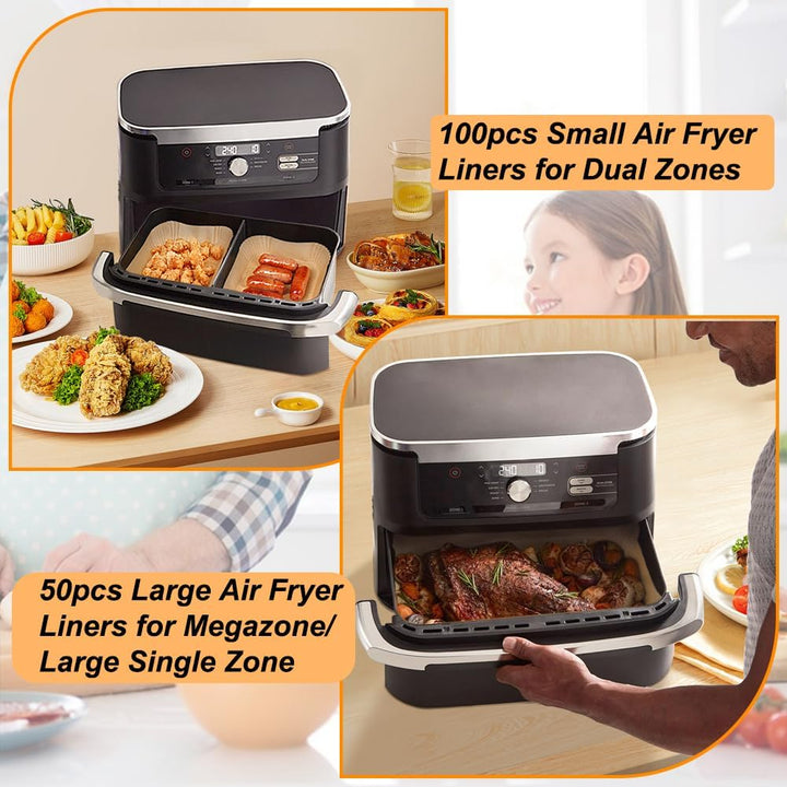 BYKITCHEN 150pcs Airfryer Backpapier für Ninja Flex Drawer Dual Zone AF500EU 10,4L Heissluftfritteus