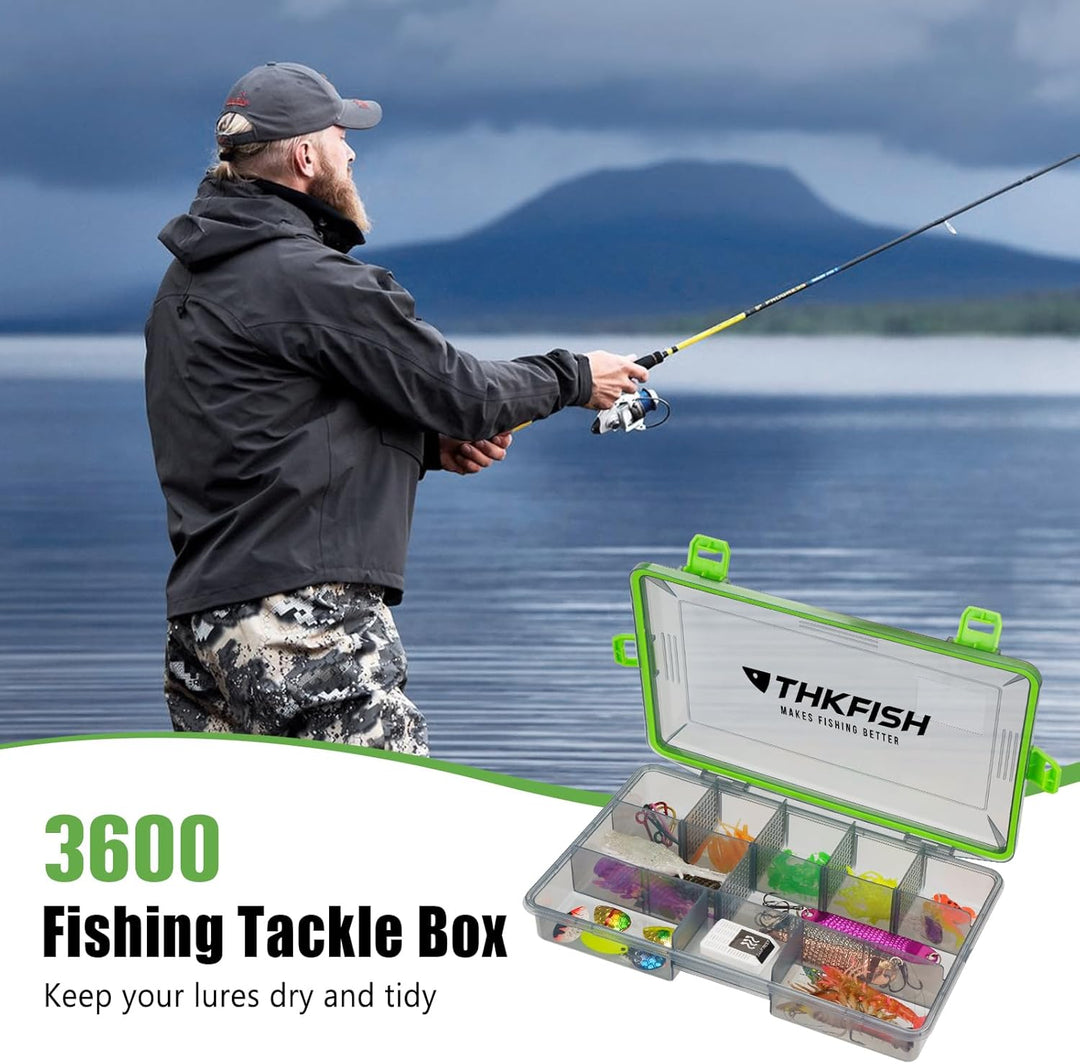 THKFISH Wasserdichte Angelkoffer, 2PCS 3600 Angelbox, Transparente Tackle Box, Angelboxen mit Heraus