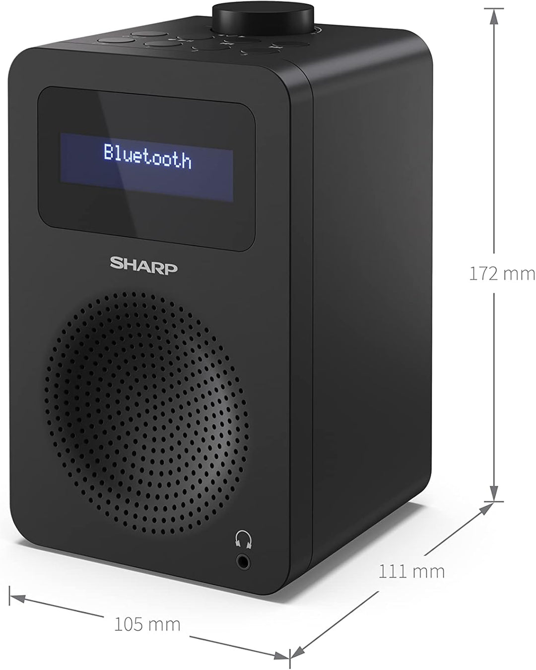 SHARP DR-430 Digitalradio (DAB/DAB+/FM mit RDS, Bluetooth 5.0, Kopfhöreranschluss, 5 Watt), schwarz
