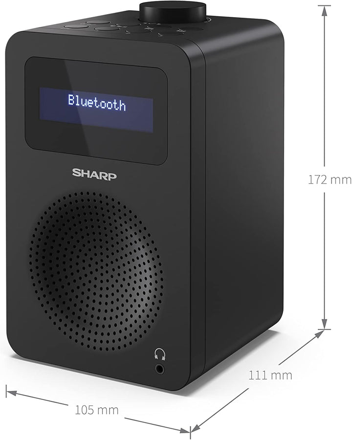 SHARP DR-430 Digitalradio (DAB/DAB+/FM mit RDS, Bluetooth 5.0, Kopfhöreranschluss, 5 Watt), schwarz