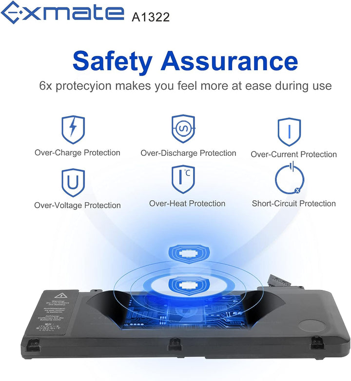 Exmate A1322 A1278 Akku für MacBook Pro 13 Zoll Mitte 2012 2010 2009,Anfang & Ende 2011(MC374LL/A MB