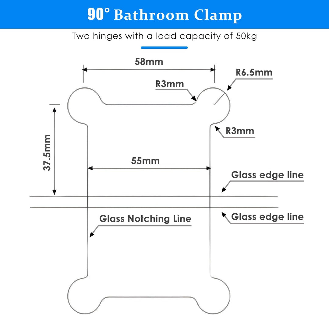 Glastür Scharnier, Glastürscharnier Edelstahl 8-12 mm Dickes Glas 90° Edelstahl Badezimmer Clip, Öff