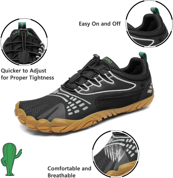 SAGUARO Unisex Barfussschuhe Leicht rutschfest Traillaufschuhe für Outdoor & Indoor 37 EU Schwarz We