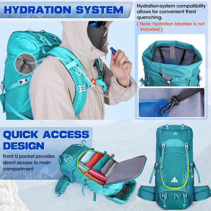 IGOLUMON Trekkingrucksack 60L Wanderrucksack Herren Damen Reiserucksack Grosser Rucksack mit Regenhü