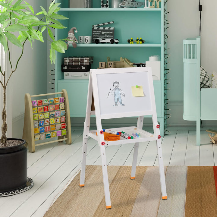Relaxdays Kinderstandtafel, beidseitig magnetisch, höhenverstellbar, HBT 77x39x44,5 cm, Whiteboard &