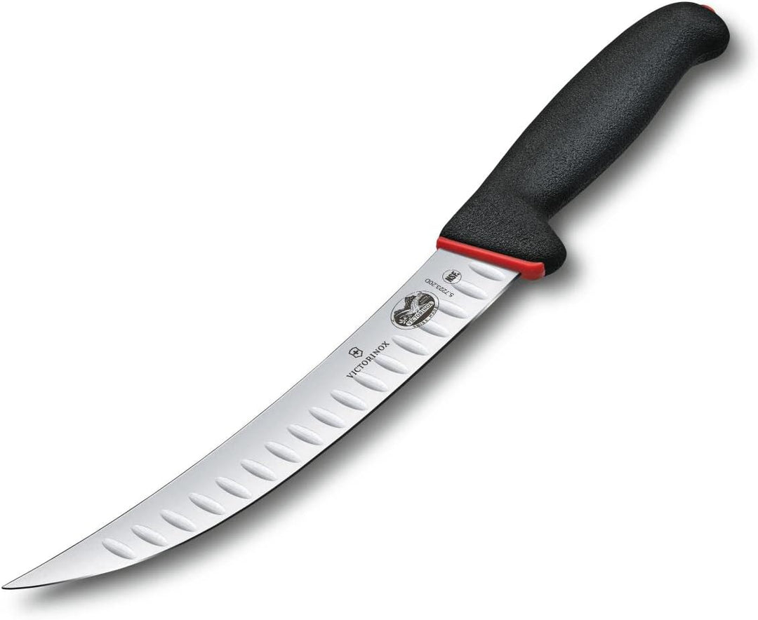 Victorinox Fibrox Dual Grip Schlachtmesser, Swiss Made, Kullenschliff, gebogene, schmale Klinge, sch