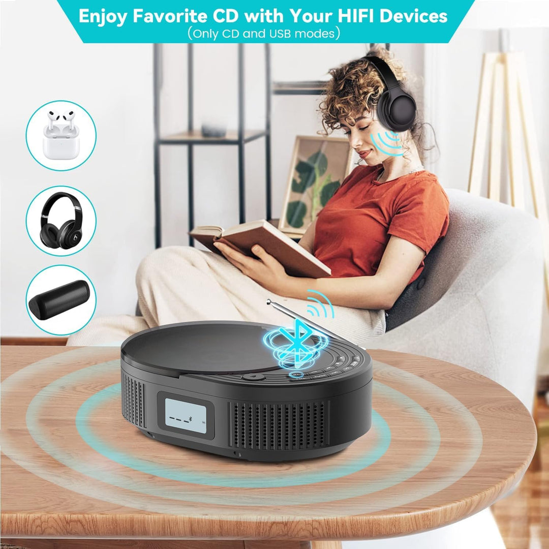NEU 2024 CD Player Tragbar, Monodeal CD Player Bluetooth & Radio FM 2 in 1, Wiederaufladbar Tragbare