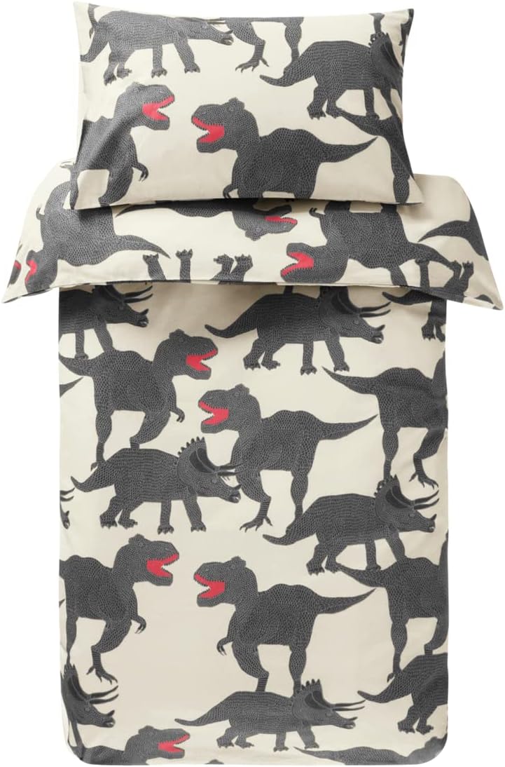 JOTEX Dino Mini Bettwäsche Baby, 2-teilig ‒ Bio-Qualität, Weiss/Schwarz