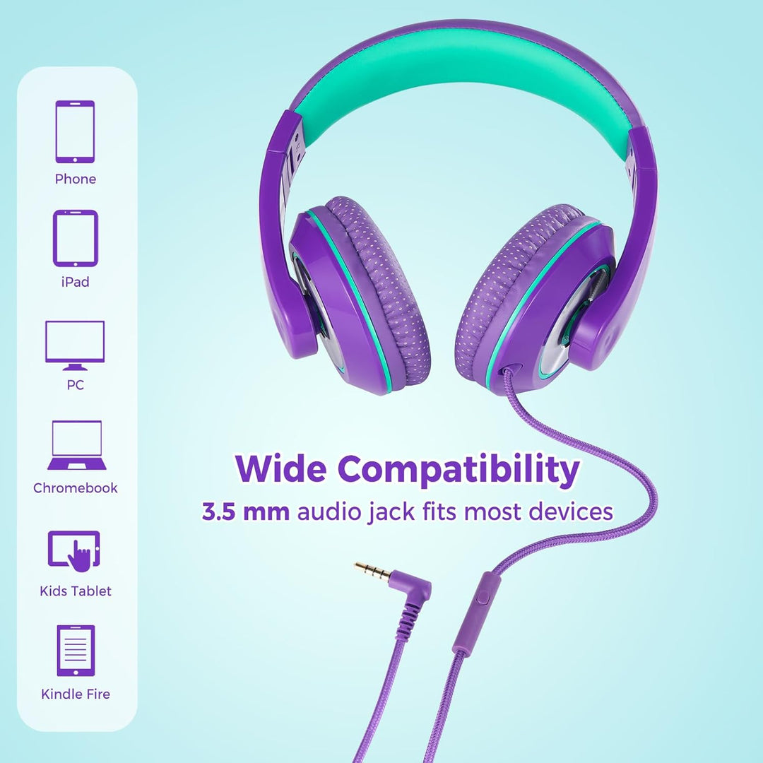 RockPapa Comfort+ Kinder Kopfhörer für Schule Jungen, Kopfhörer Kinder mit Kabel, Faltbar, 3,5 mm Ja