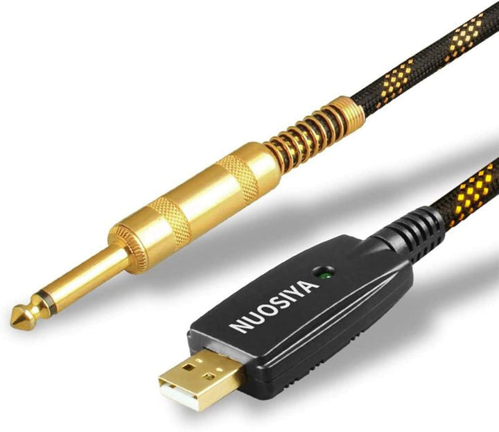 USB-Gitarrenkabel, NUOSIYA Nylon, Hybrid-USB-Stecker auf 6,35 mm 1/4 Zoll TS-Mono-Klinkenstecker, Ka