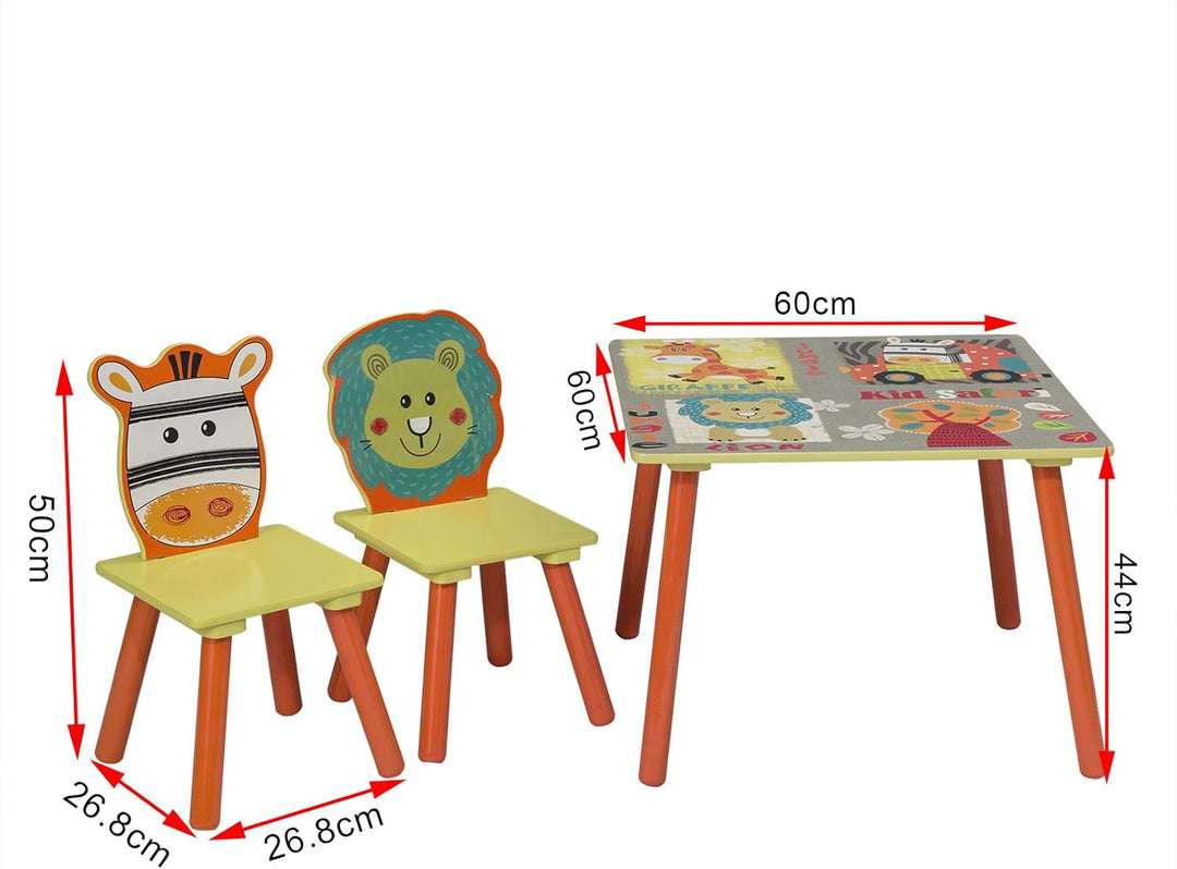 WOLTU Kindertisch mit 2 Stühle, Tisch und Stuhl Sets, Massivholz Beinen, abgerundete Ecken, Sitzgrup