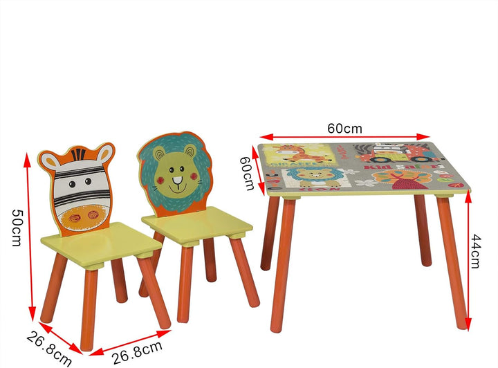 WOLTU Kindertisch mit 2 Stühle, Tisch und Stuhl Sets, Massivholz Beinen, abgerundete Ecken, Sitzgrup