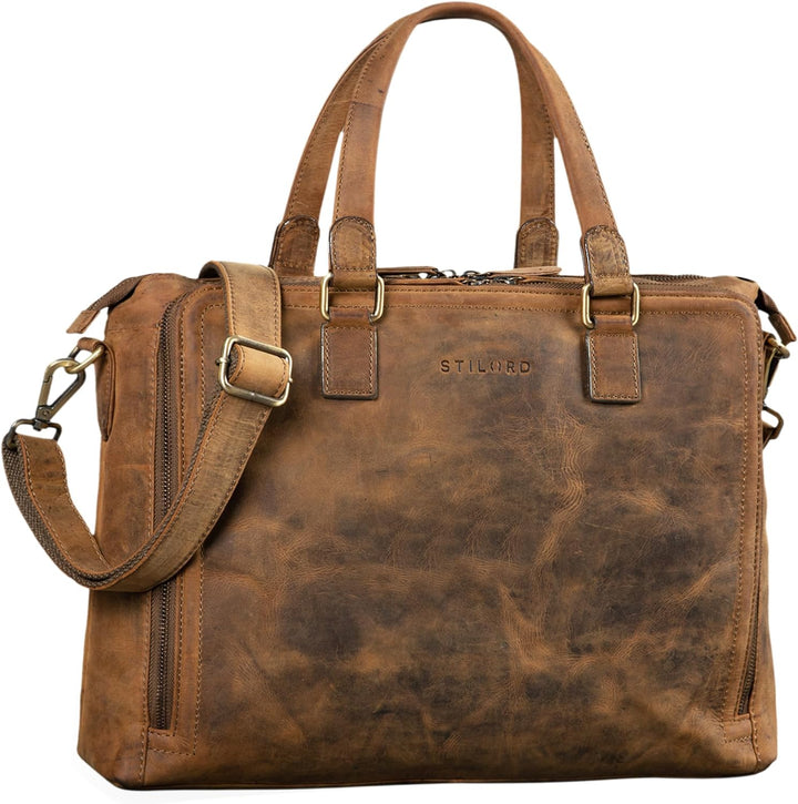 STILORD 'Claire' Businesstasche Damen Leder 15 Zoll Laptoptasche DIN A4 Aktentasche Umhängetasche un