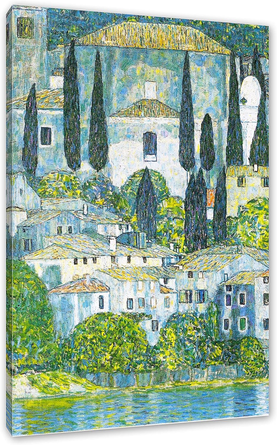 Generisch Gustav Klimt - Kirche in Cassone Landschaft mit Zypressen als Leinwandbild/Grösse: 100x70