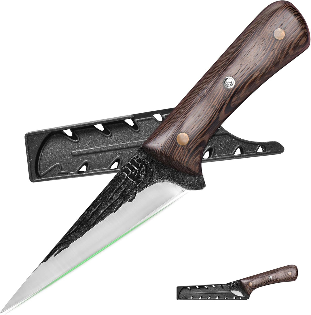 FULLHI Multi-color Holzgriff Full Tang Ausbeinmesser mit Scheide, High Carbon Steel Fishing Meat Sli