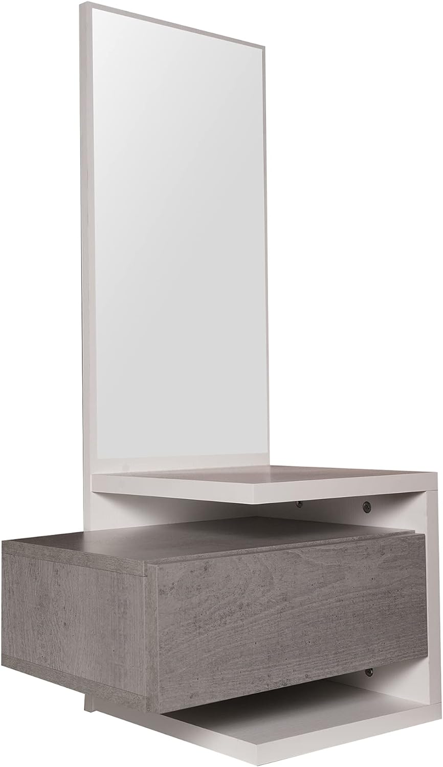 Dmora - Eingangsmöbel mit Spiegel, Flureingang mit Schublade und Regal, Taschenleerer für kleine Woh