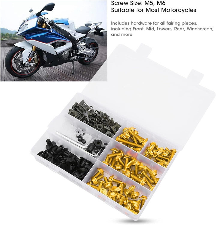 Verkleidungsschraubensatz, 198 Stück/Set Verkleidungsschrauben der Windschutzscheibe M5 M6 Schrauben