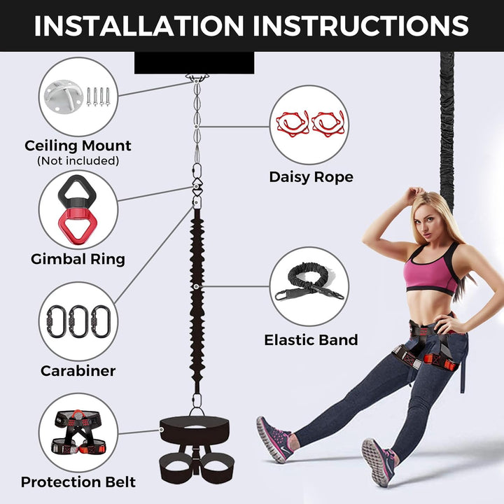 DASKING Heavy Bungee Band Set, Air Yoga Widerstand Bungee Stretch Gürtel, 4D Bungee Tanzseil, Exerci