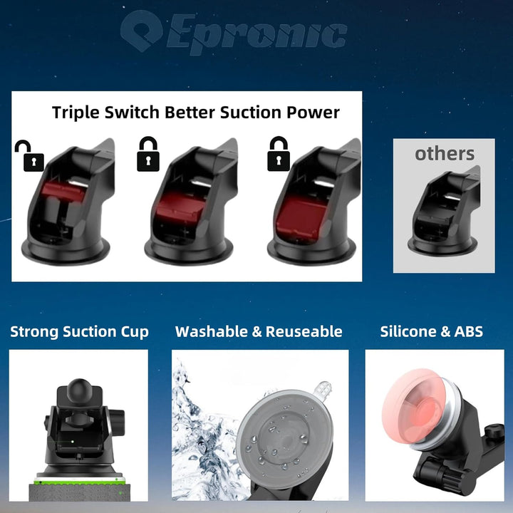 Epronic Flexibel Armaturenbrett Halterung für Wirelss Apple Carplay Bildschirm, Saugnapf Halterung f